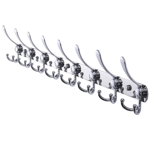Dseap Coat Rack Wall Mount - 74cm Long 8-Tri-Hooks, Heavy Duty, Stainless Steel, Metal Coat Hanger Rail Wall Hooks for Coats Hats Clothing Clothes