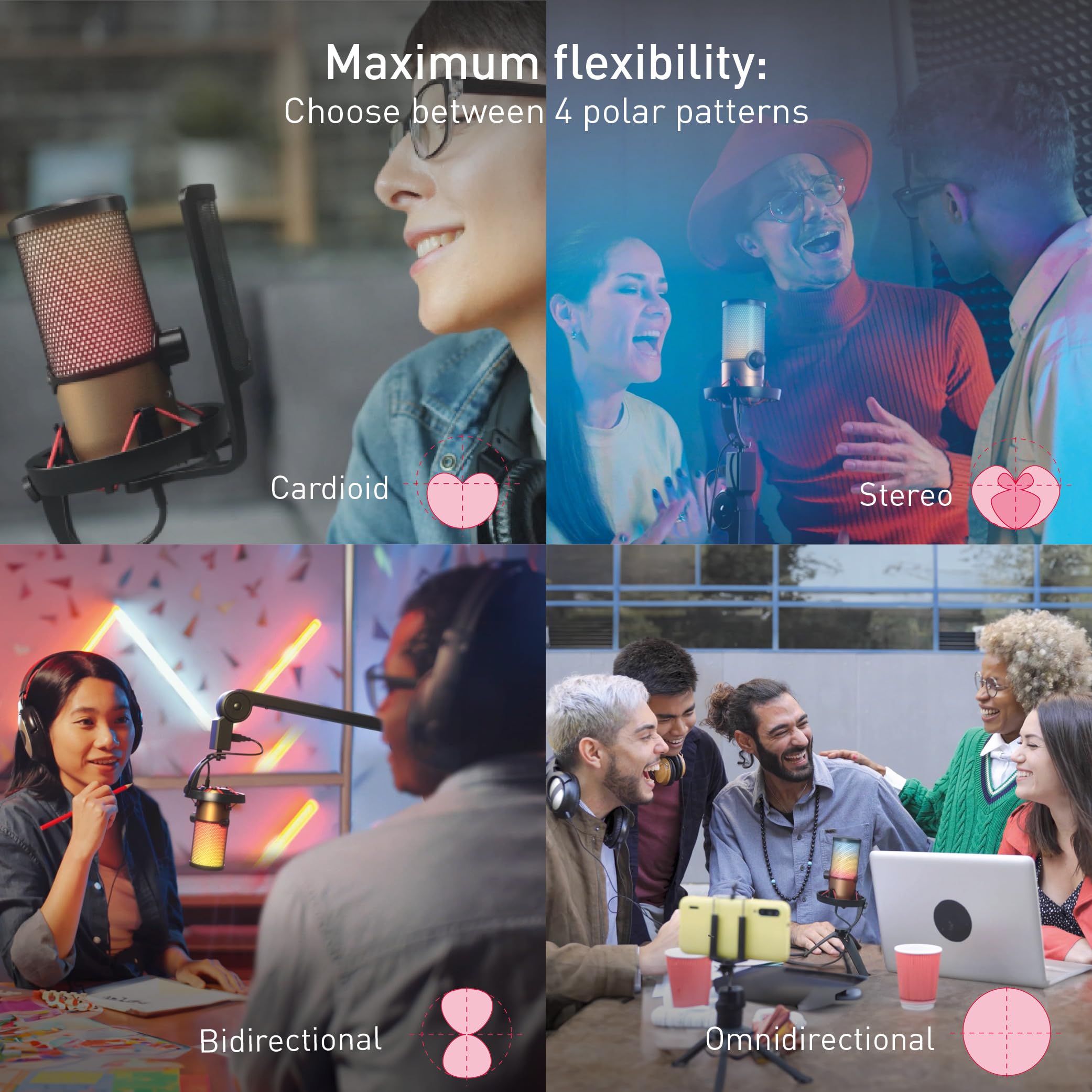 CHERRY UM 3.0, USB Microphone for Podcasts, Streaming, Home Office, Cardioid Characteristic, Headphone Connection, Compatible with PC/Mac/PS4/PS5, Black