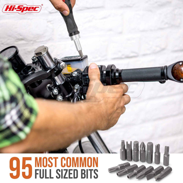 Hi-Spec 61pc 1/4” Hex Driver Bits & Socket Set with Right Angle Ratchet Handle. Easy Repairs with Torx & Small Precision Multi Bits. Screwdriver Bit Set in a Storage Case