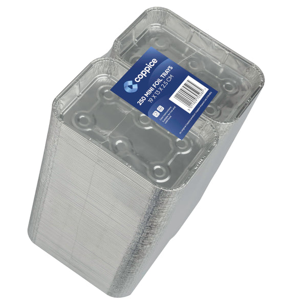 Coppice Small Aluminium Foil Tray for Baking, BBQ, Roasting, Grilling & Food Storage | 19cm x 13cm x 2.5cm | Freezer, Microwave & Oven Safe (250