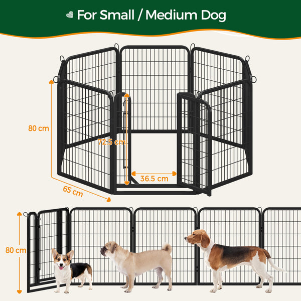 Yaheetech Lightweight Dog Playpen, 8 Panel 80cm Dog Fence Pet Exercise Pen Portable Puppy Play Pen Suitable for RV/Camping