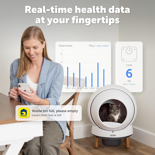 PetSafe ScoopFree SmartSpin Self-Cleaning Litter Box – Advanced Odour Control – App Controlled with Health Monitoring – Works with Any Litter – Up to 2 Weeks of Hands-Free Cleaning