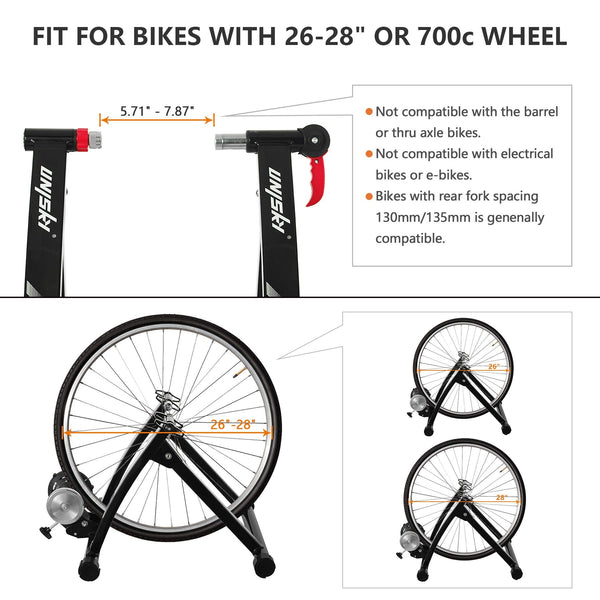 UNISKY Bike Trainer Stand Turbo Trainer Indoor Riding Stand Magnetic Bicycle Training Stand with 6 Level Resistance Fit for 26-28 inch, 700C wheel
