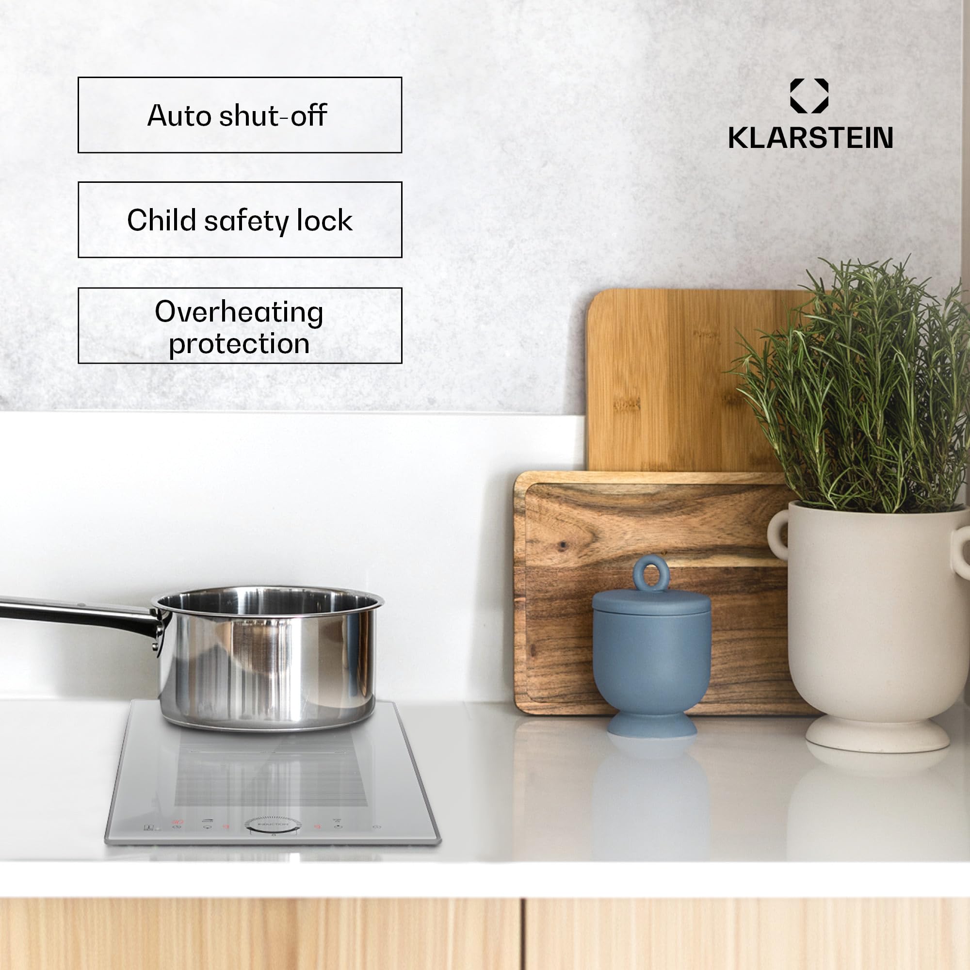 Klarstein Induction Hob, 7000W Electric Hobs Induction Cooker, 4 Ring Electric Pan Hob, Built-In Table Top Cookers w/ 4 Hobs, Touch Control, Inductions Heater Cooktops, Hot Plates for Cooking