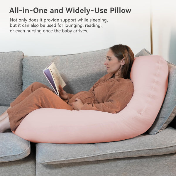 PinkFoggie Cooling Pregnancy Pillow,U Shaped Full Body Pillows for Sleeping Support, 57 Inch Maternity Pillow for Pregnant Women with Cooling Silky