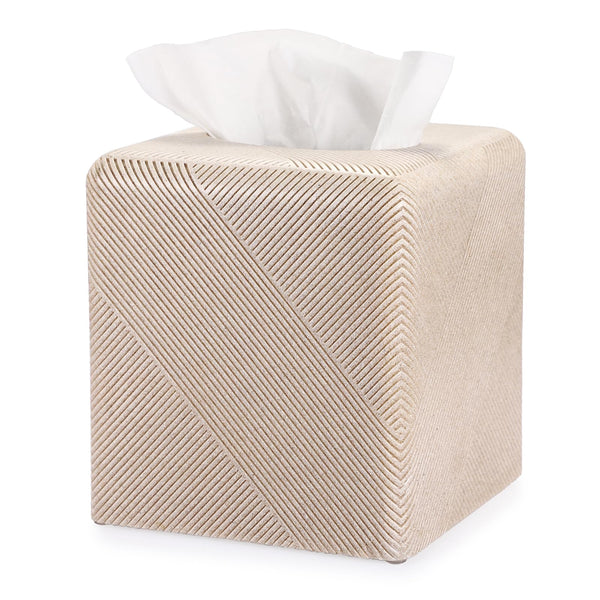 BTSKY Resin Tissue Box Cover - Square Beige Tissue Paper Holder, Home/Office Decorative Tissue Storage Holder