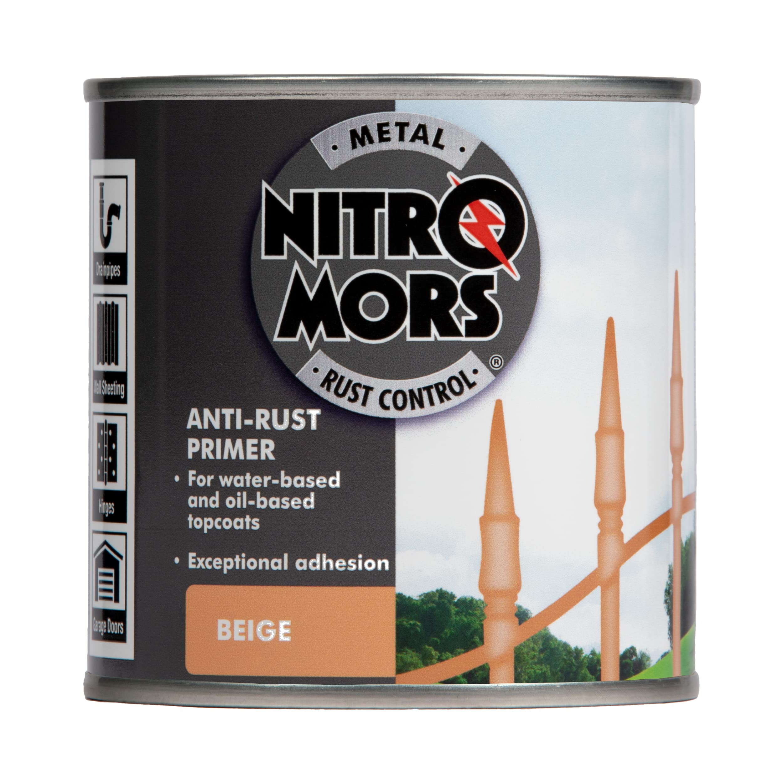 Nitromors Anti-Rust Metal Primer Fast Drying Rust Resistant for Water & Oil Based Topcoats, Red Oxide, 250 ml