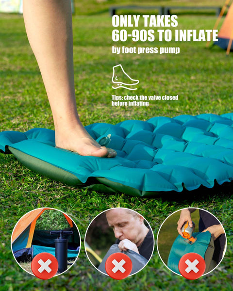 AKSOUL Self Inflating Sleeping Mat for Camping: 8-12CM Thickness Single Camp Mattress, Double Joinable Camping Inflatable Mat