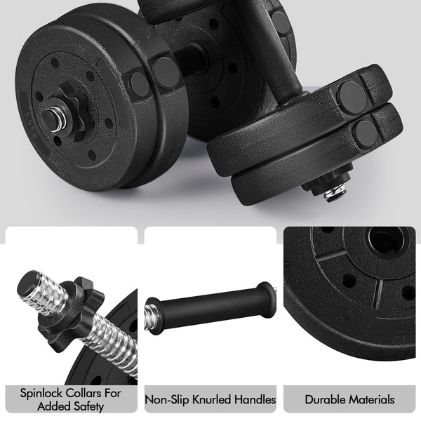 Yaheetech 30KG/25KG/20KG/15KG Adjustable Dumbbells Weight Lifting Training Set Dumbbells Set (sold as a pair) Home Gym Fitness for Men/Women