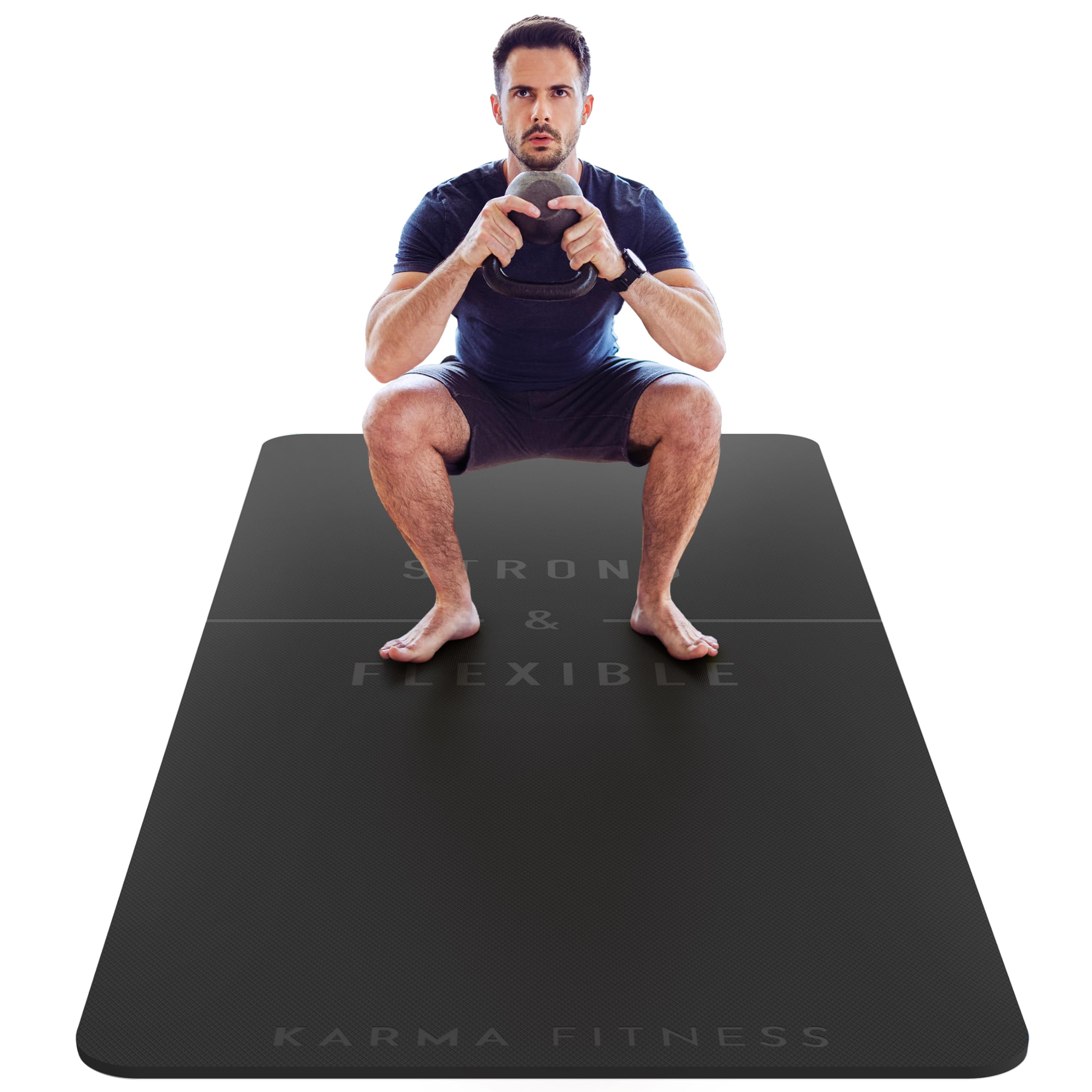 Large Exercise Mat  Extra Wide & Extra Thick Yoga Mat (183cm x 80cm x 10mm), TPE Fitness Mat with Free Carry Straps, Perfect for HiiT Home Workouts &