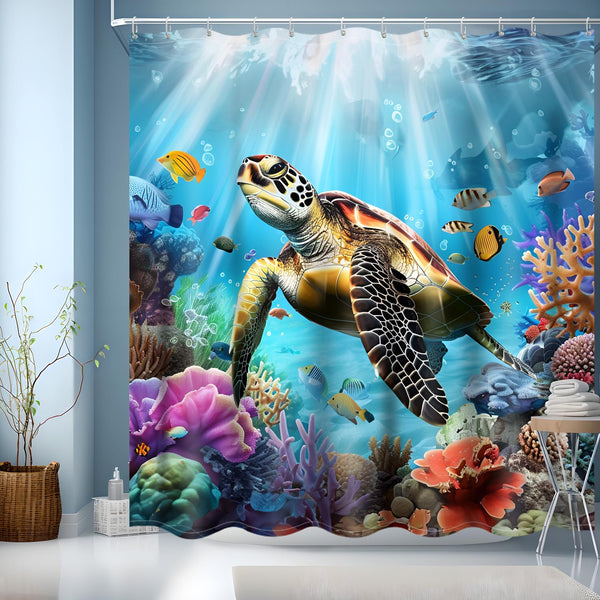 JINGYOU Shower Curtain 200cm Drop,Blue Bathroom Shower Curtain,Waterproof Shower Curtains 180x200,Weighted Shower Curtains for Wet Room,Bath Curtain