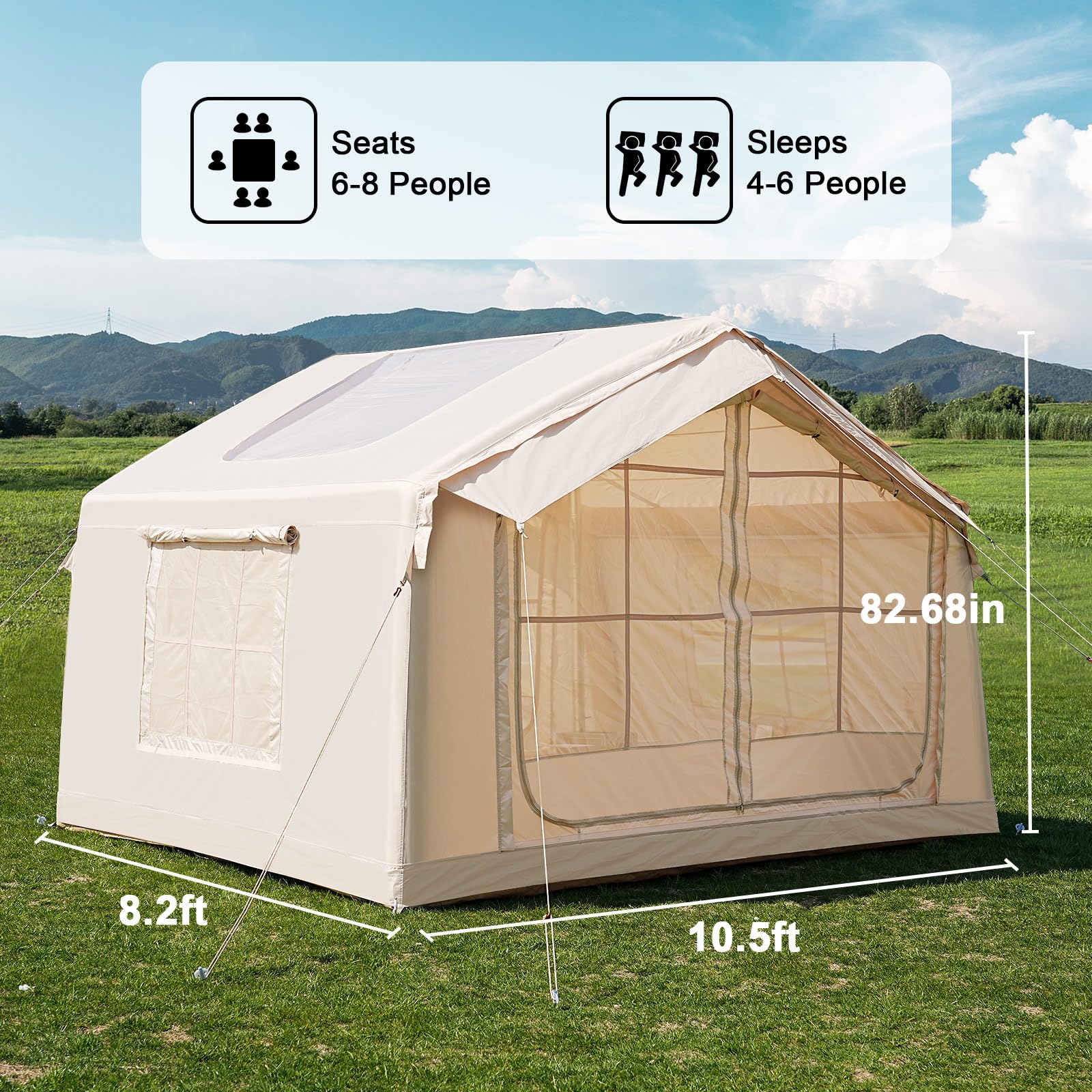 Ytaoeo Inflatable Tent Outdoor camping tent Inflatable camping tent made of waterproof Oxford fabric Air glamping tents for 4 seasons campings