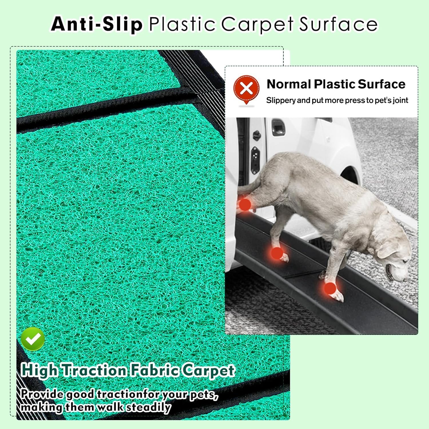 170cm Long Dog Ramp for Cars,43cm Wide Folding Dog Ramp for Large Dogs with High Traction Carpet Surface,Non-slip for Truck,SUV,Portable Pet Ramp Stairs for Medium Large Dog Up to 100kg