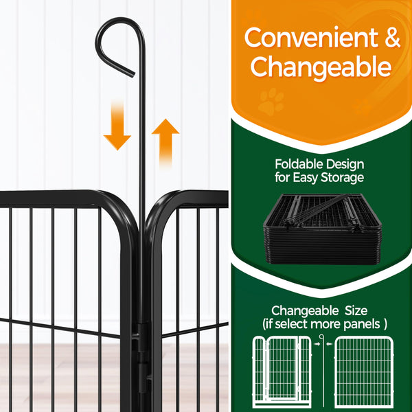 Yaheetech Lightweight Dog Playpen, 8 Panel 80cm Dog Fence Pet Exercise Pen Portable Puppy Play Pen Suitable for RV/Camping