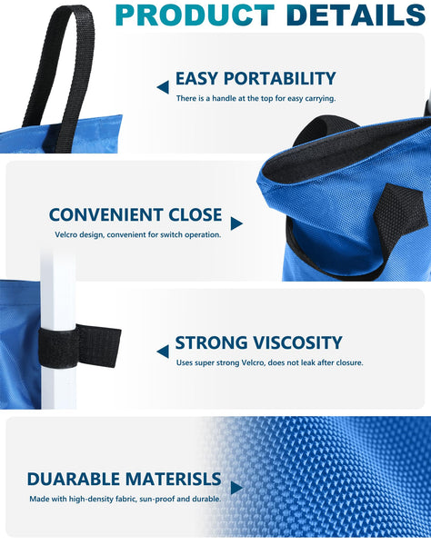 MASTERCANOPY Set of 4 Gazebo Sand Weights SandBags with Pothook for Pop Up Portable Folding Canopy, (Small, Black, Up to 31KG IN TOTAL)