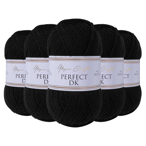 Utopia Crafts DK Double Knitting Yarn, 5X 100g (Black)