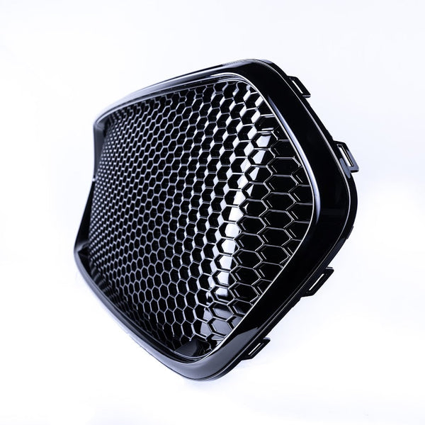 For Ford Transit Custom Honeycomb Grille Set - Gloss Black Top & Matte Black Lower - Ready to Fit