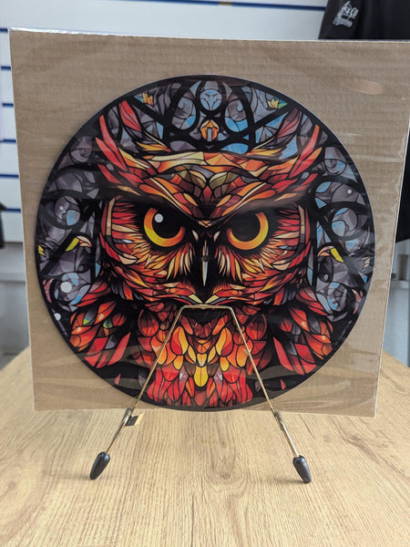 Stain Glass Wise Owl Slip mat - 7 & 12 inch LP Vinyl DJ Pro Turntable Slip Mat Record Player Technics 1210 DJ Turntablist