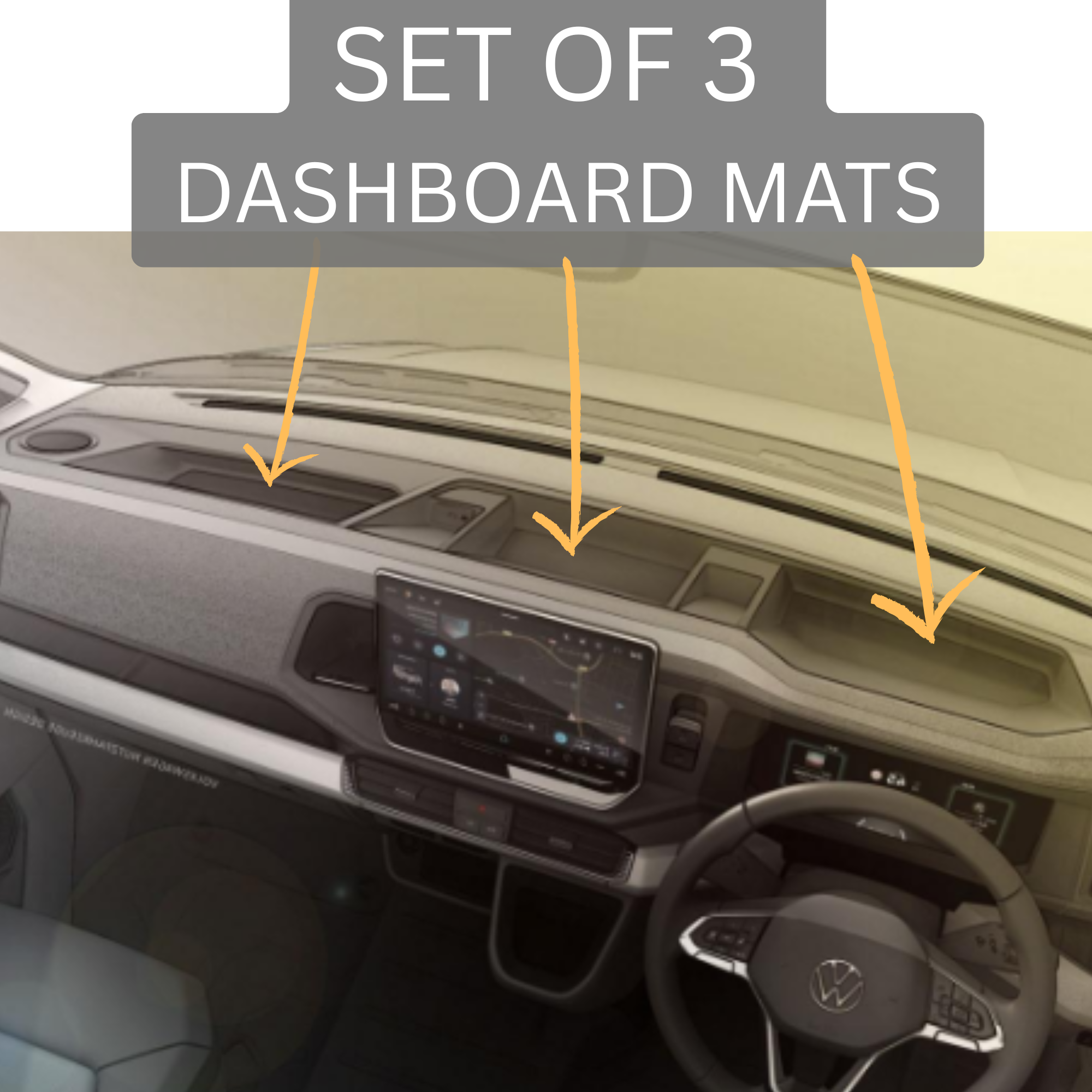 For MAN TGE / VW New Crafter Top Dashboard Rubber Inserts Mats - Non-Slip, Custom Fit, Durable Interior Accessory