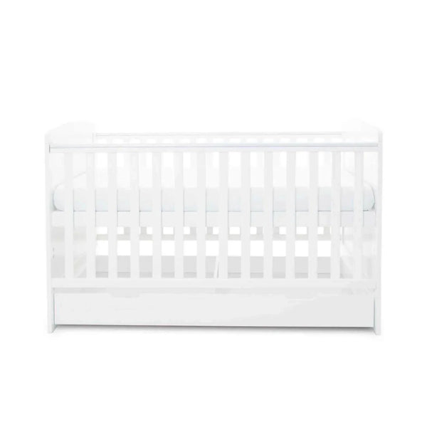 Ickle Bubba Coleby Classic Cot Bed & Under Drawer White - Premium Sprung Mattress