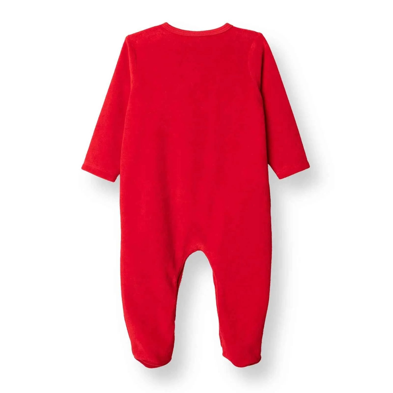 HelloBaby My First Christmas Newborn Unisex Velvet Footed Jumpsuit - Green