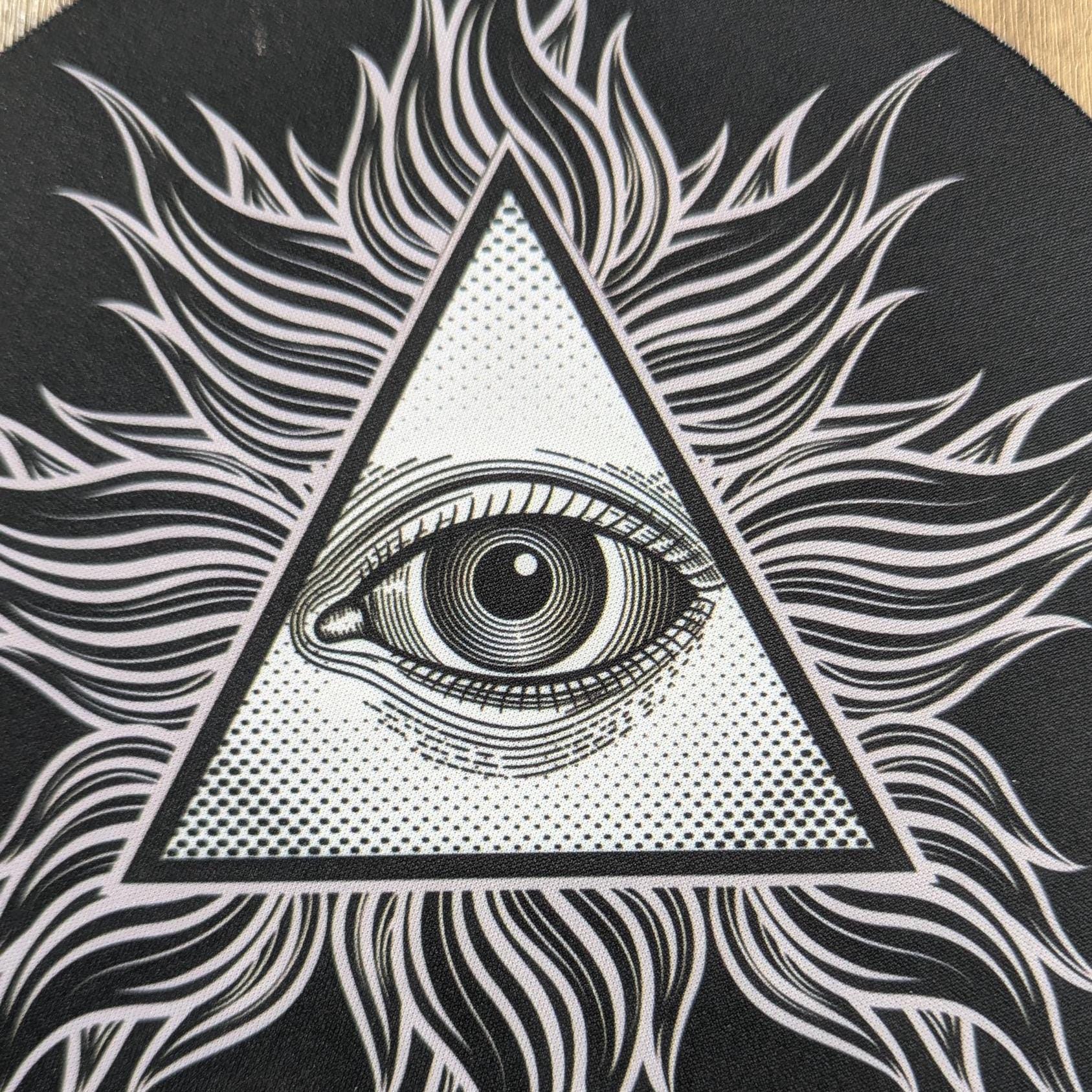 Illuminate - the Illuminati Flame Mouse Pad – Round Conspiracy Desk Mat