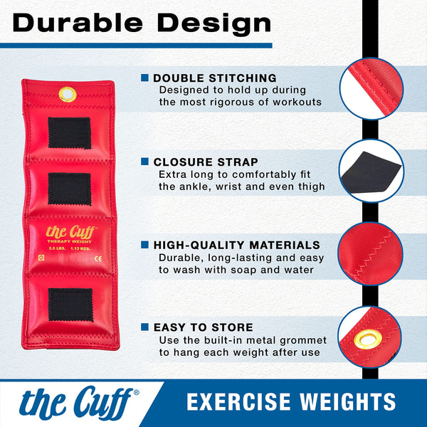 CanDo Weight cuff - wrist and ankle weights - 3.4 kg, orange 10-0212 - alternative to dumbbells