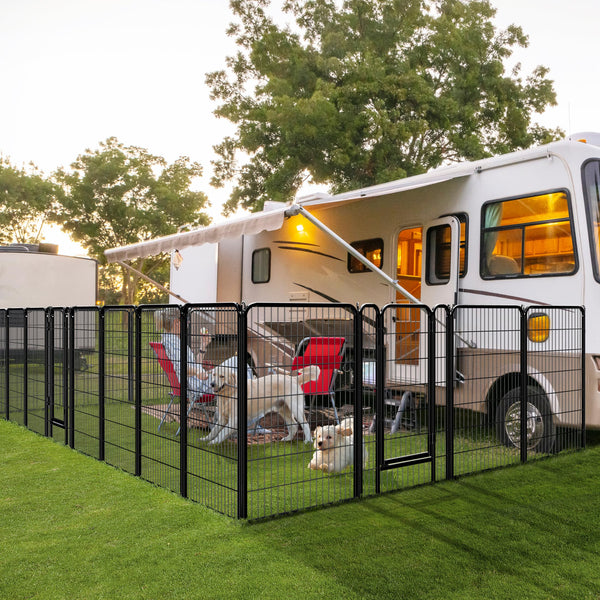 Yaheetech Lightweight Dog Playpen, 8 Panel 80cm Dog Fence Pet Exercise Pen Portable Puppy Play Pen Suitable for RV/Camping
