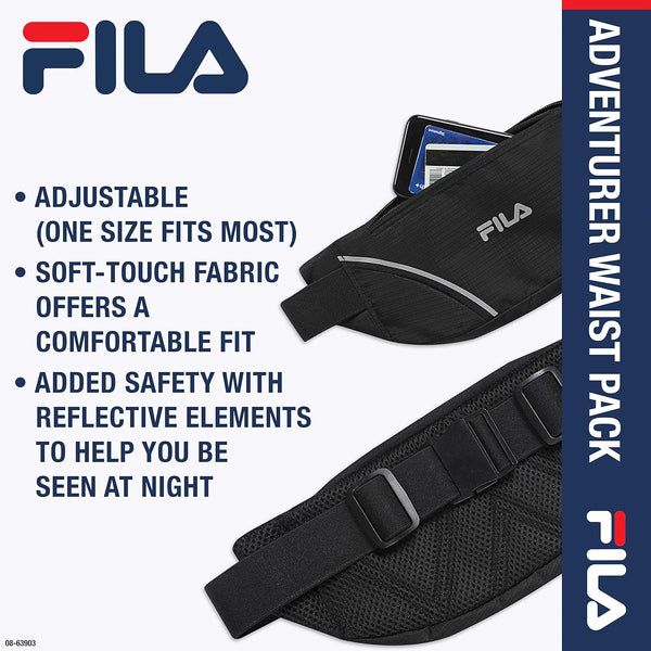 Fila Accessories Waist Pack - Running Belt Fanny Pack | Adventurer Adjustable Sports Pouch Phone Holder for Women & Men | Running, Walking, Cycling, Exercise & Fitness (08-63903)