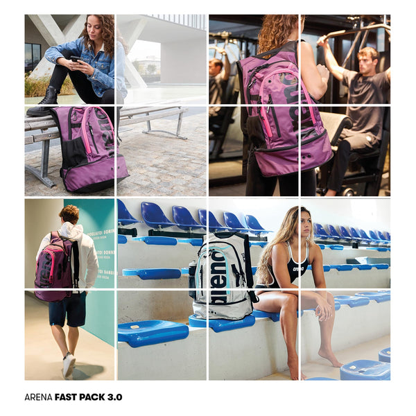 Arena Fastpack 3.0 Sporty Backpack for Swimming, Sea, Gym and Sports, Water-Repellent Travel Bag with Padded Shoulder Straps, Shoe and Wet Clothes Compartment, 40 litres
