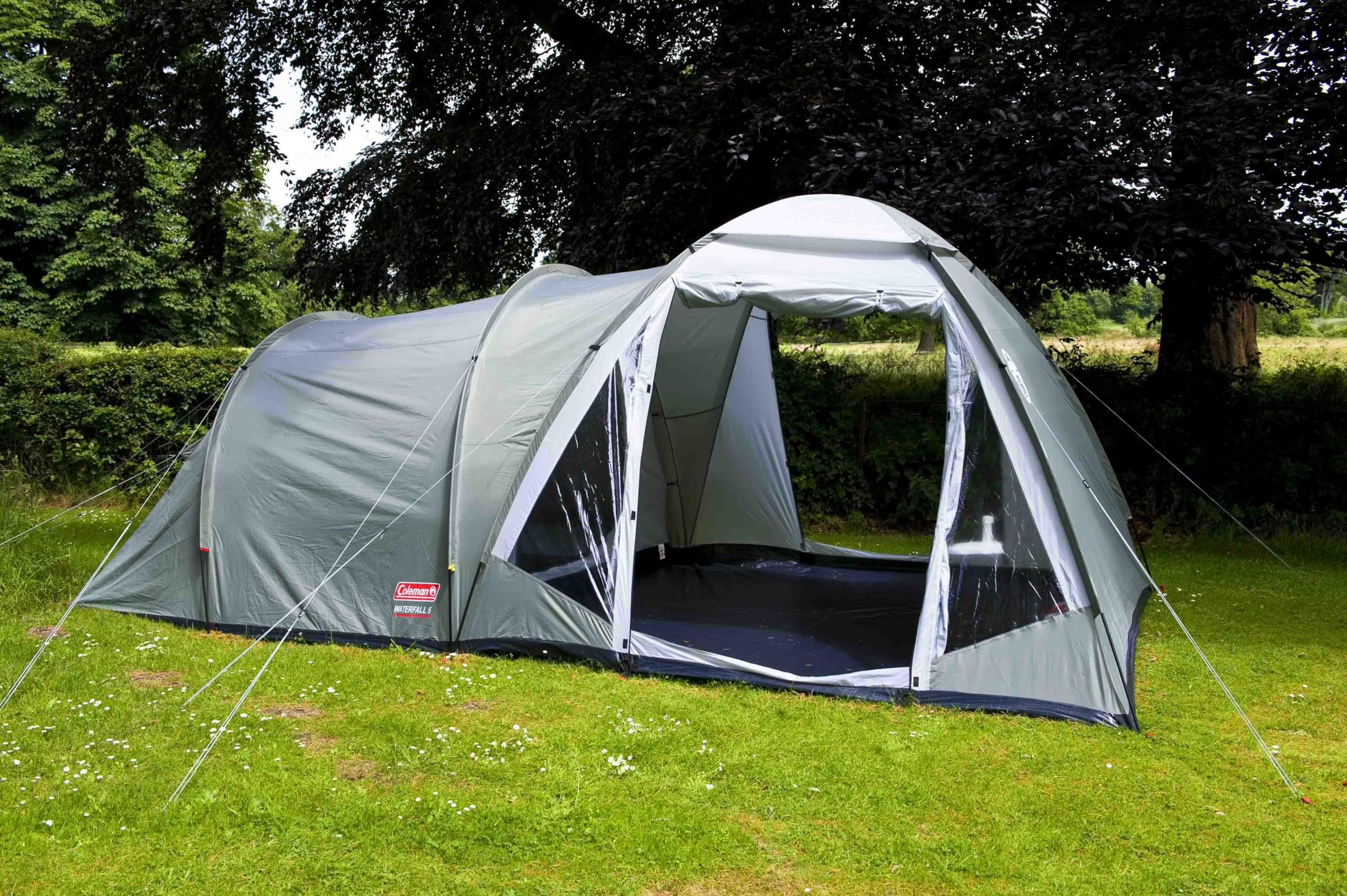 Coleman Waterfall 5 Family Tent | 5 Man Dome-Tunnel Hybrid Tent with Separate Living And Sleeping Area | Easy To Pitch | 5 Person Camping Tent | 3000mm Waterproof | with Sewn-in Groundsheet