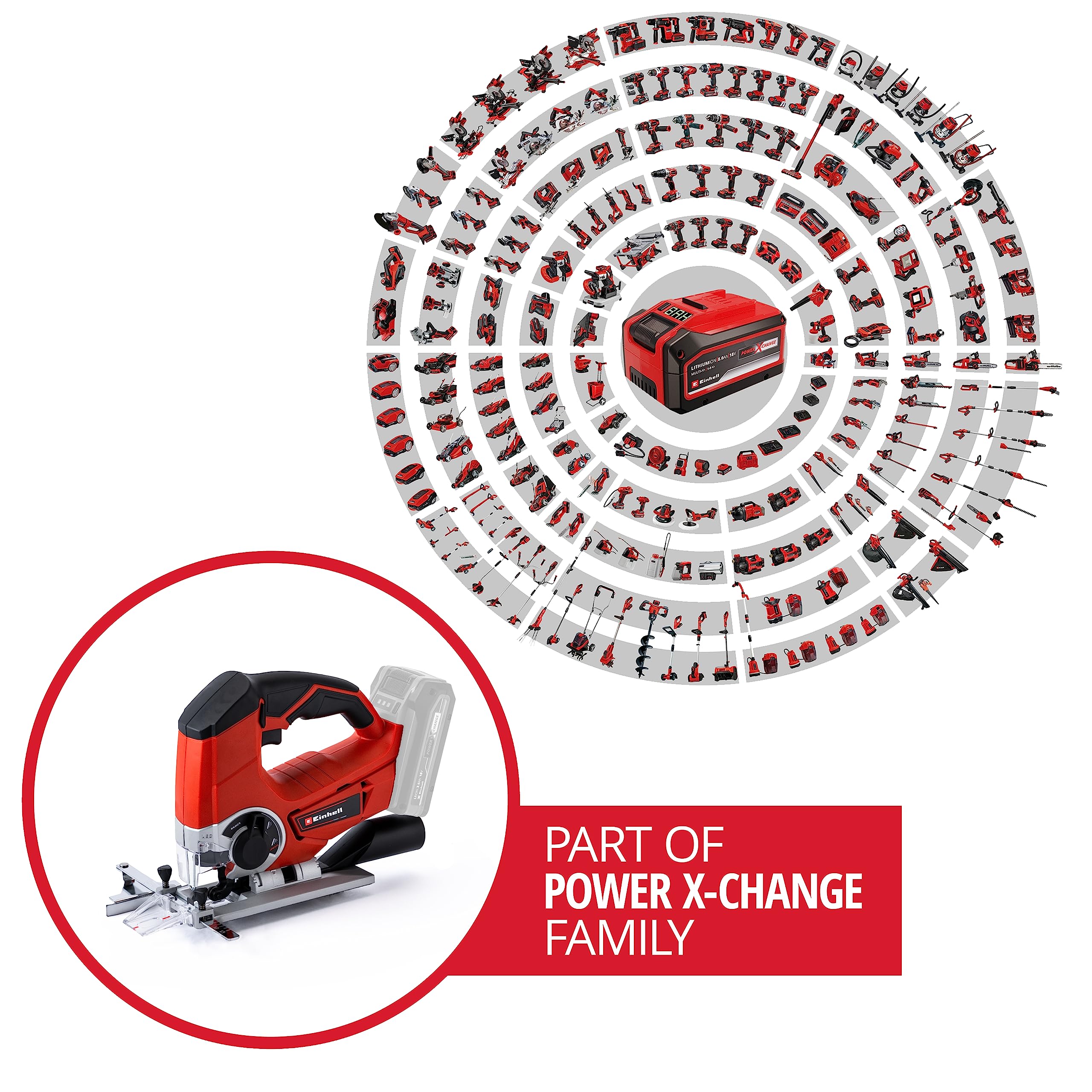 Einhell Power X-Change 18V Cordless Jigsaw With Angle Adjustment - Battery Powered Electric Saw To Cut Wood, Plastic and Metal - TE-JS 18/80 Li Jig-Saw Tool (Battery Not Included)