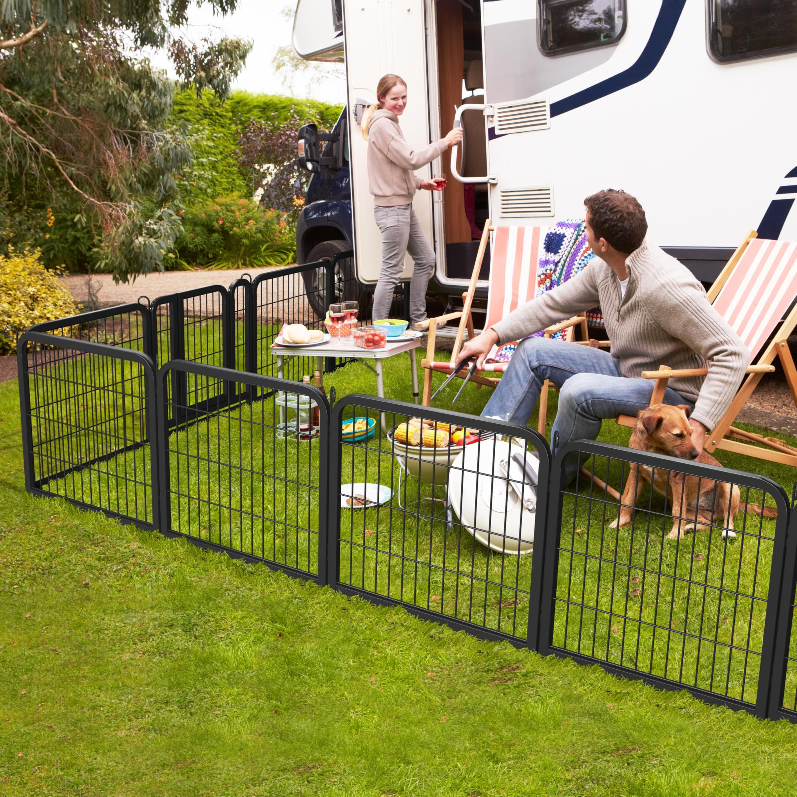Yaheetech Lightweight Dog Playpen, 8 Panel 80cm Dog Fence Pet Exercise Pen Portable Puppy Play Pen Suitable for RV/Camping