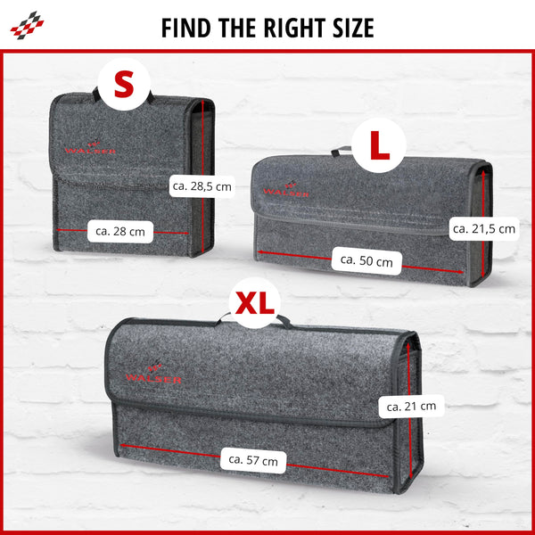 Walser Boot Bag Toolbag Organiser Size XXL, Needle Felt Boot Organiser, Car Bag, Car Storage Bag, boot organiser 57x16x21 cm black