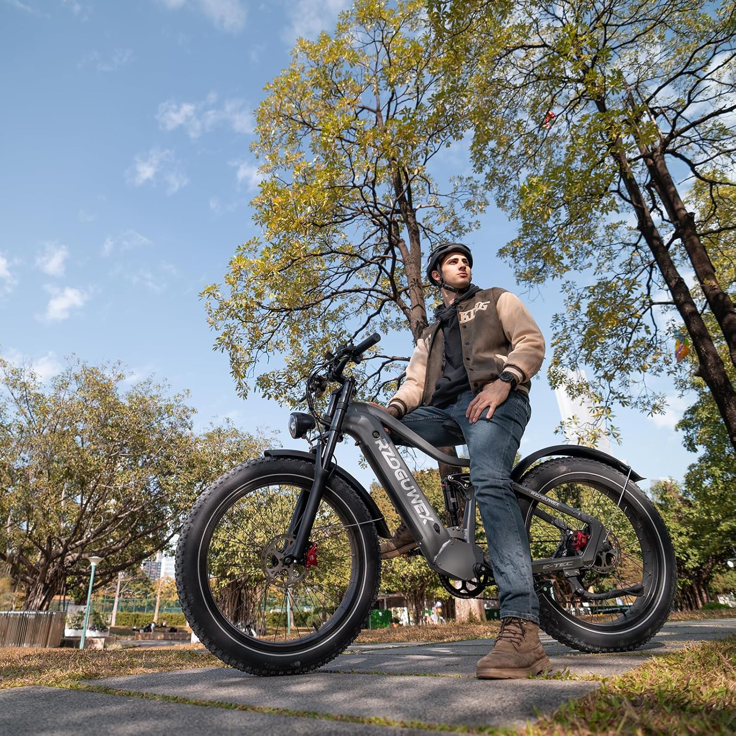 RZOGUWEX Electric Bicycle，26 Inch Off-Road EBIKE for Adults with 48V 25AH Detachable Lithium Ion Battery, 7 Speed with Dual Shock Absorbers and Dual Hydraulic Disc Brake(Black)