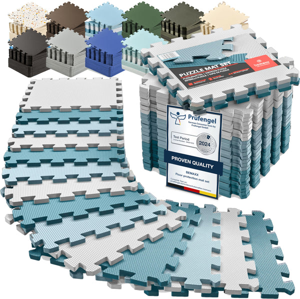 Interlocking Soft Foam Floor Mat - 18 Pieces Protective Gym Flooring Set, Exercise Mats EVA Puzzle Rubber Tiles, Ground Surface Protection Workout Underlay Matting Sports Pool Home Fitness Garage