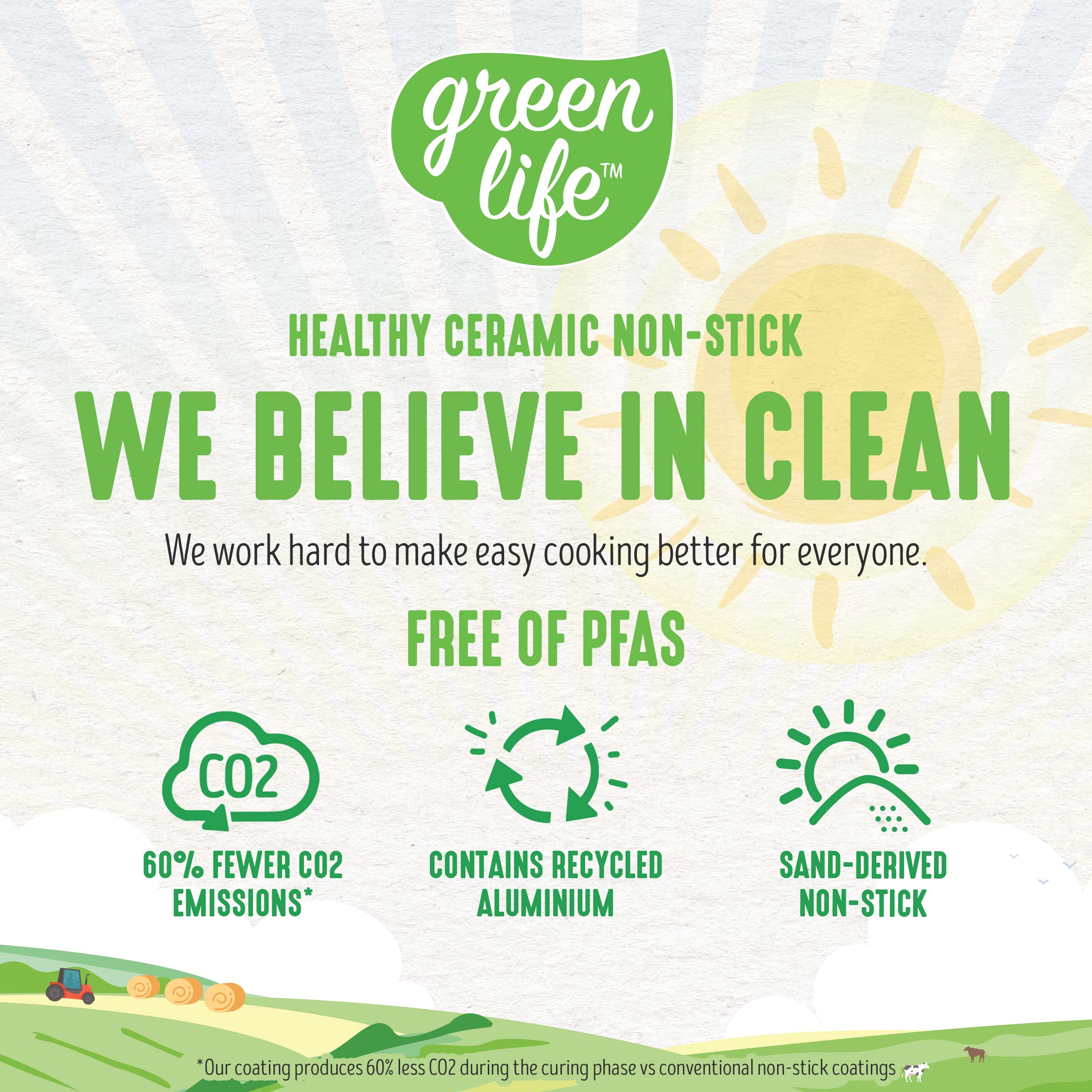 GreenLife Artizan Healthy Ceramic Non-Stick 20 cm and 26 cm Frying Pan Skillet Set, Stainless Steel Handle, PFAS-Free, Induction, Oven Safe, Turquoise