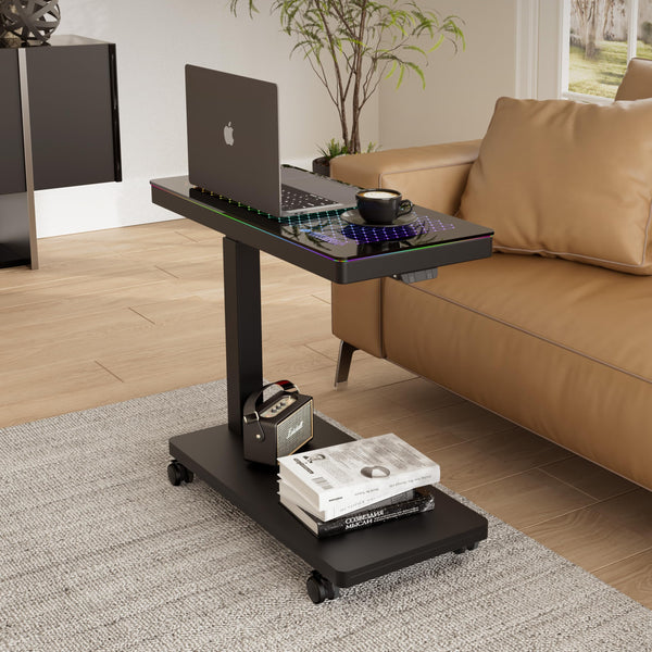 EUREKA ERGONOMIC PC Stand Adjustable Computer Tower with Large Mouse Mat, PC Tower Stand for Pinter, pc Trolley on Lockable Castor Wheels Sturdy, for Gaming Desk Computer Accessories, Black