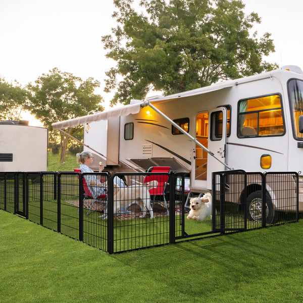 Yaheetech Lightweight Dog Playpen, 8 Panel 80cm Dog Fence Pet Exercise Pen Portable Puppy Play Pen Suitable for RV/Camping