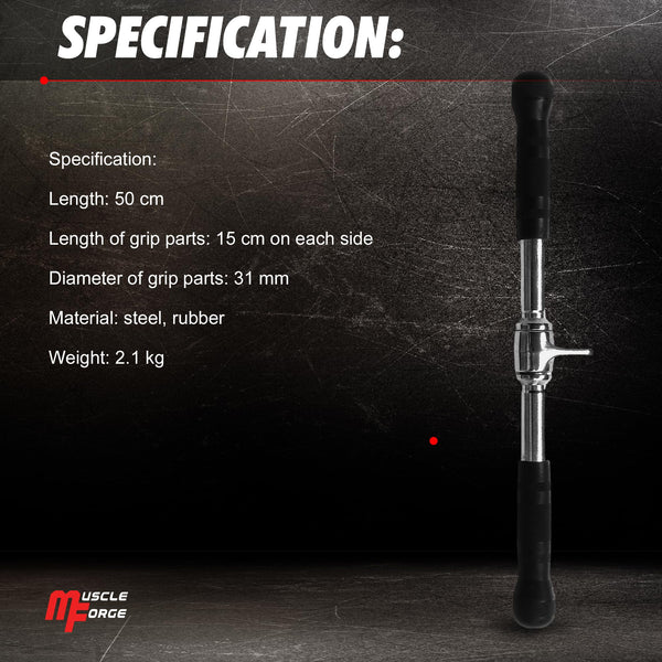 MuscleForge? 50 cm & 12 Inch Straight Bar Cable Attachment for Tricep Pull Down & Cable Machines