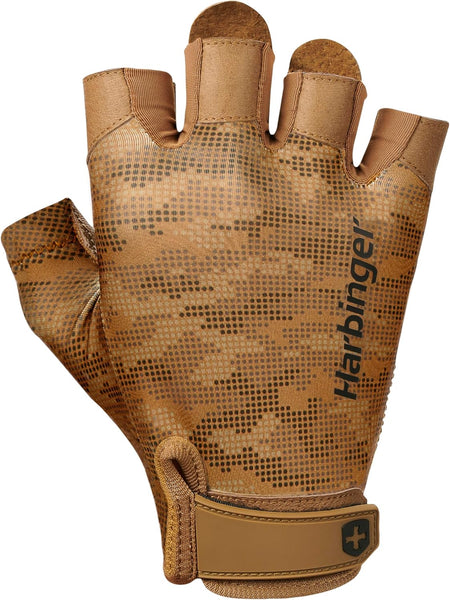 Harbinger Pro 2.0 Weightlifting Gloves–Padded Leather Palm, Breathable Perforated Design, 4-Way Stretch, Pull Tabs, Wrist Strap–Flexible Moderate Support Gym Gloves– Unisex, Tan, X-Large