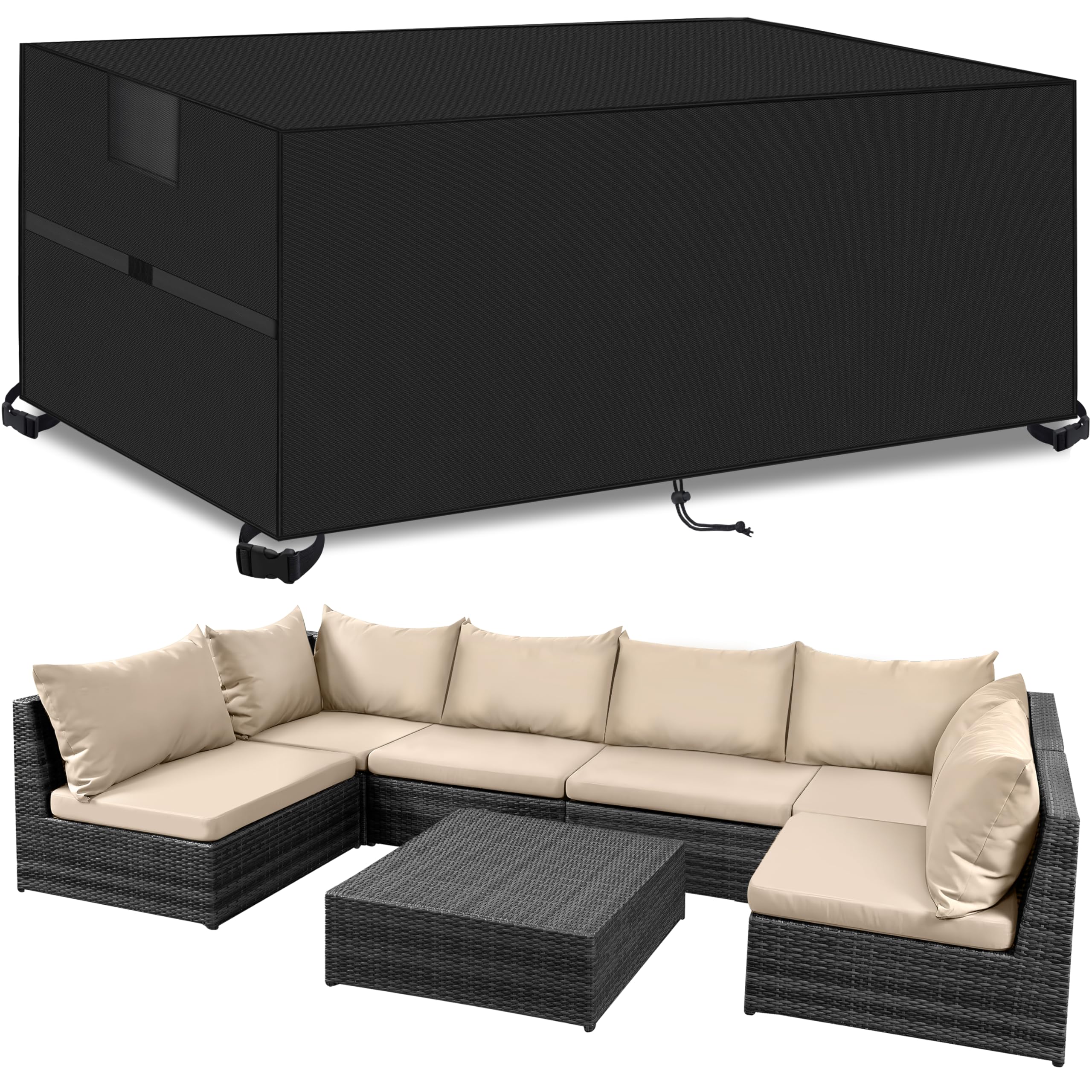 Outdoor Garden Furniture Covers,250*210*90cm,Waterproof with Air Vent, 420D Heavy Duty Oxford Fabric,Patio Furniture Cover for outside