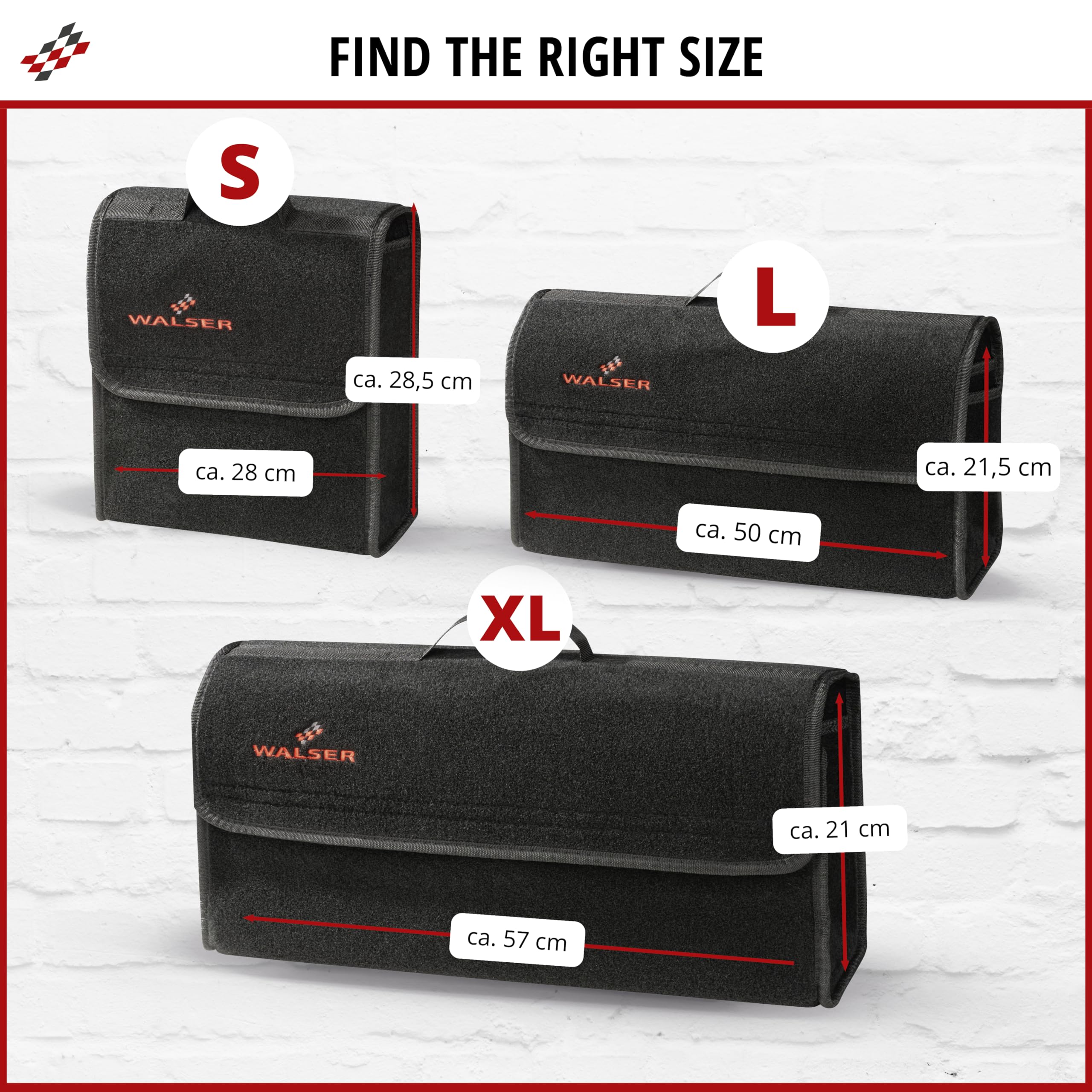 Walser Boot Bag Toolbag Organiser Size XXL, Needle Felt Boot Organiser, Car Bag, Car Storage Bag, boot organiser 57x16x21 cm black