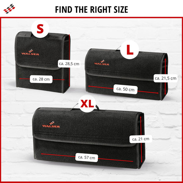 Walser Boot Bag Toolbag Organiser Size XXL, Needle Felt Boot Organiser, Car Bag, Car Storage Bag, boot organiser 57x16x21 cm black