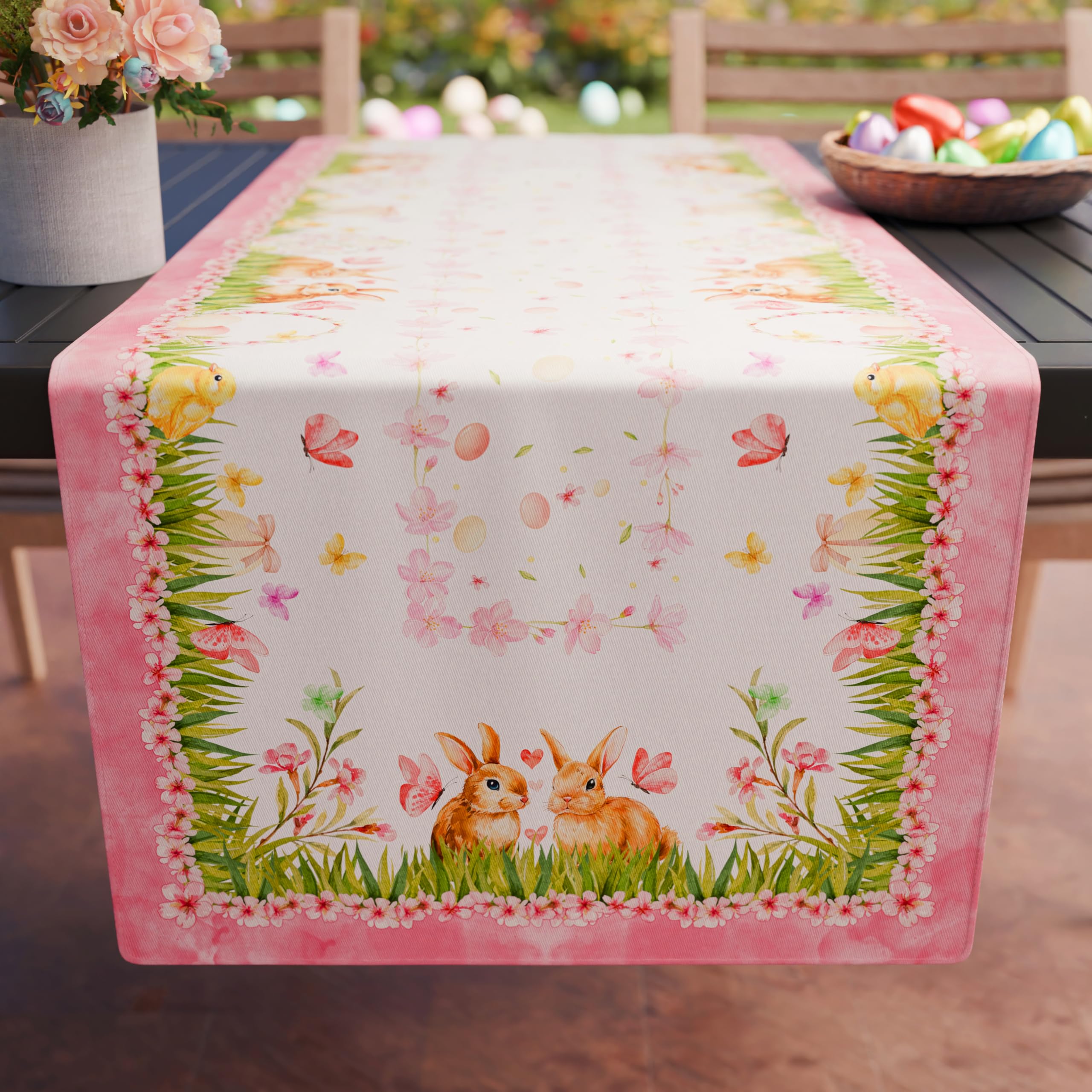 PETTI Artigiani Italiani - Easter Table Runner, Kitchen Table Runner in Digital Print, 100% Made in Italy