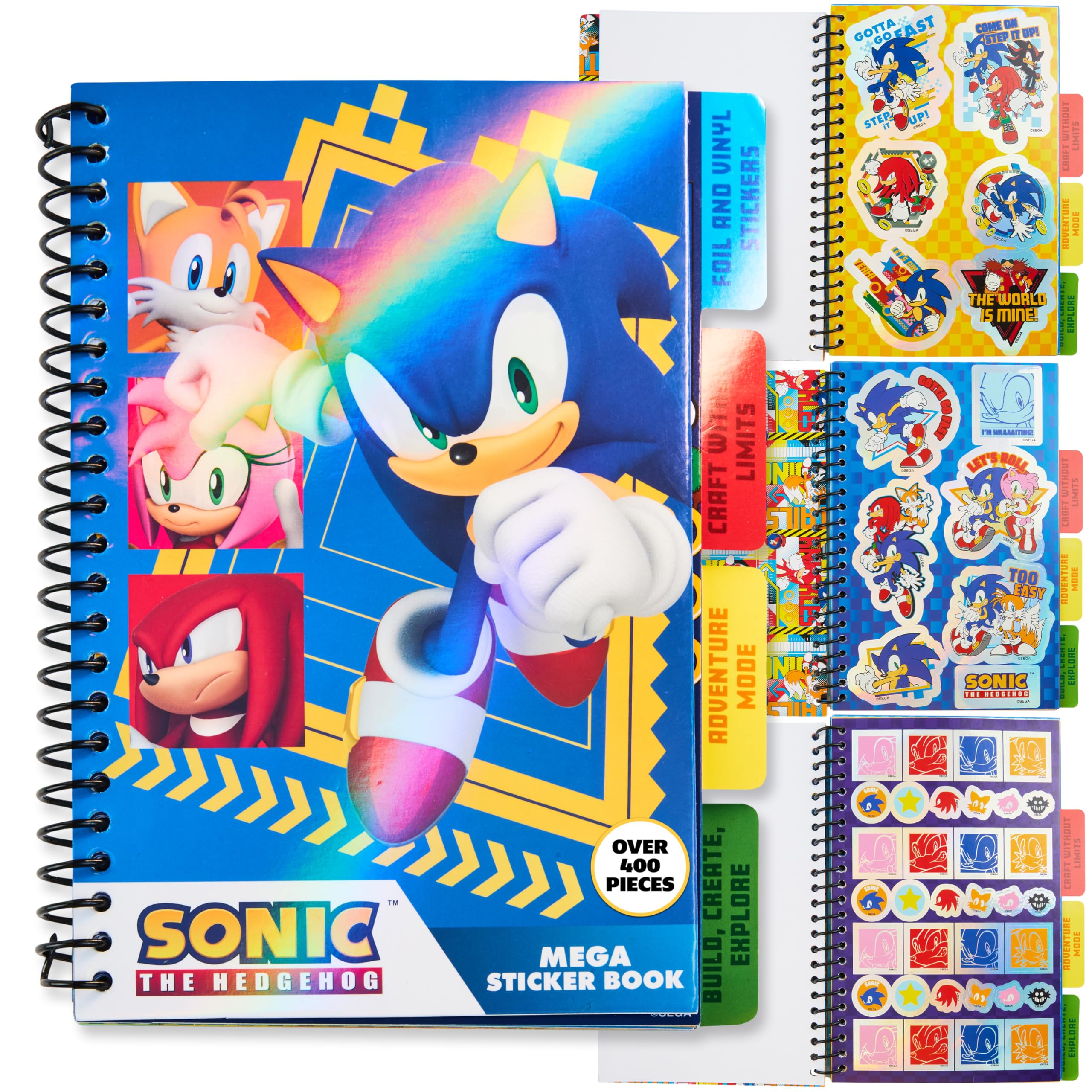 SONIC THE HEDGEHOG Sticker Book for Kids Teens Activity Book 28 Sticker Sheets Shadow Knuckles 400+ Collector Stickers for Scrapbooking Art Activity