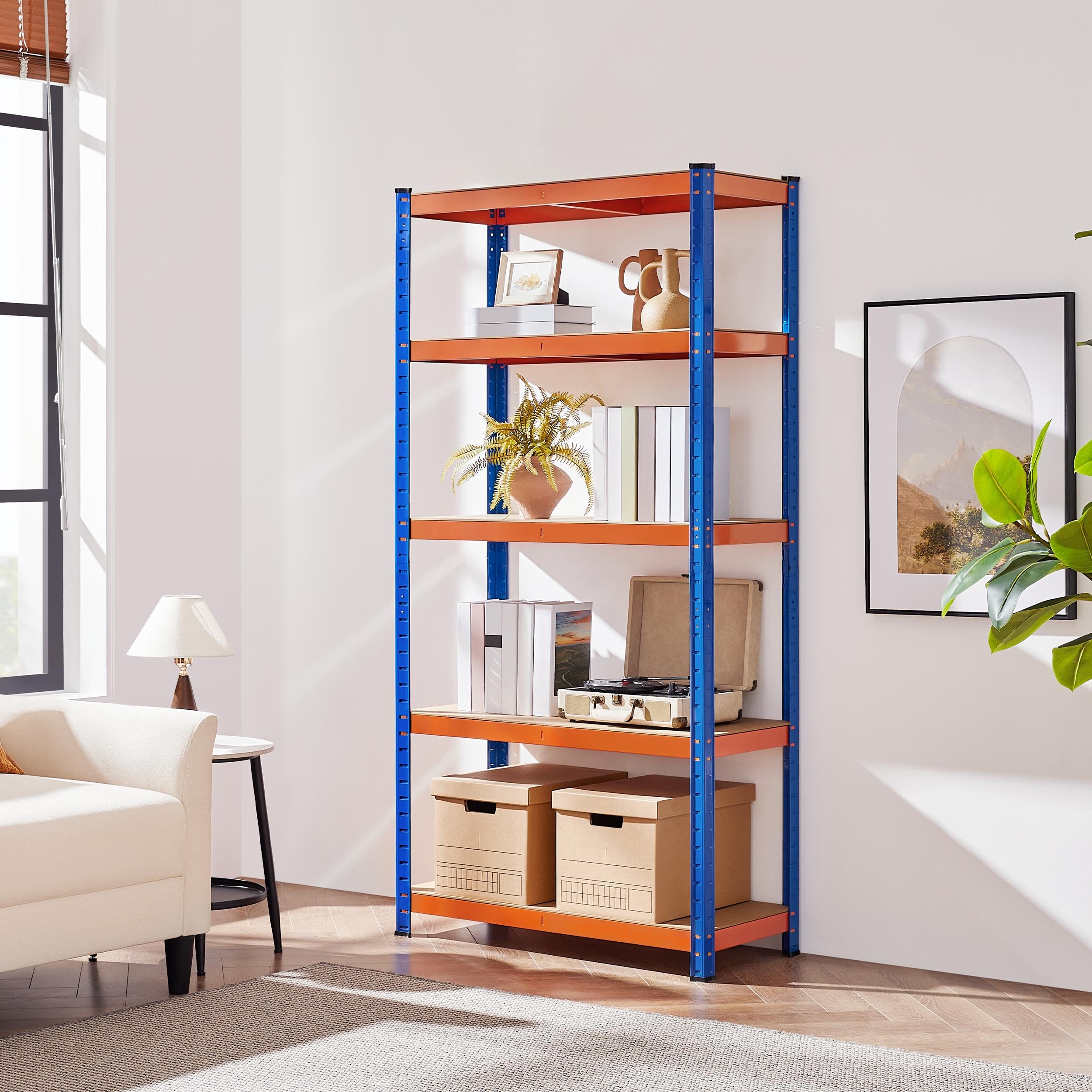 Yaheetech Garage Shelving Units - 5 Tier Heavy Duty Rack for Storage Metal Utility Shelves,180cm x 90cm x 40cm,175KG Per Shelf,Blue