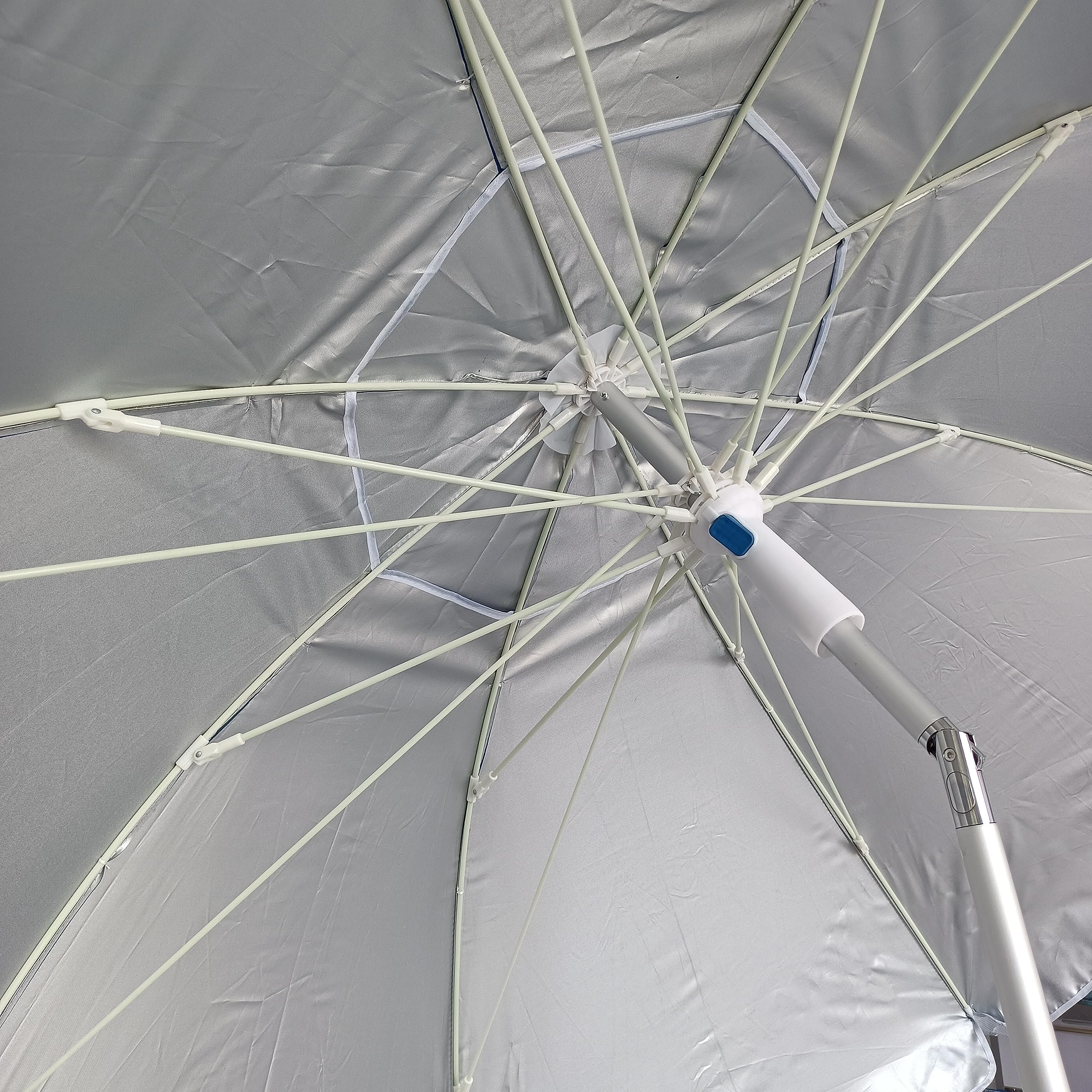 PINCHO Large Beach Umbrella 200 cm Wind-proof up to 35 km/h, Aluminium, 8+8 Fibreglass Ribs, Weight 1.6 kg, Colour 3, Grande, Modern