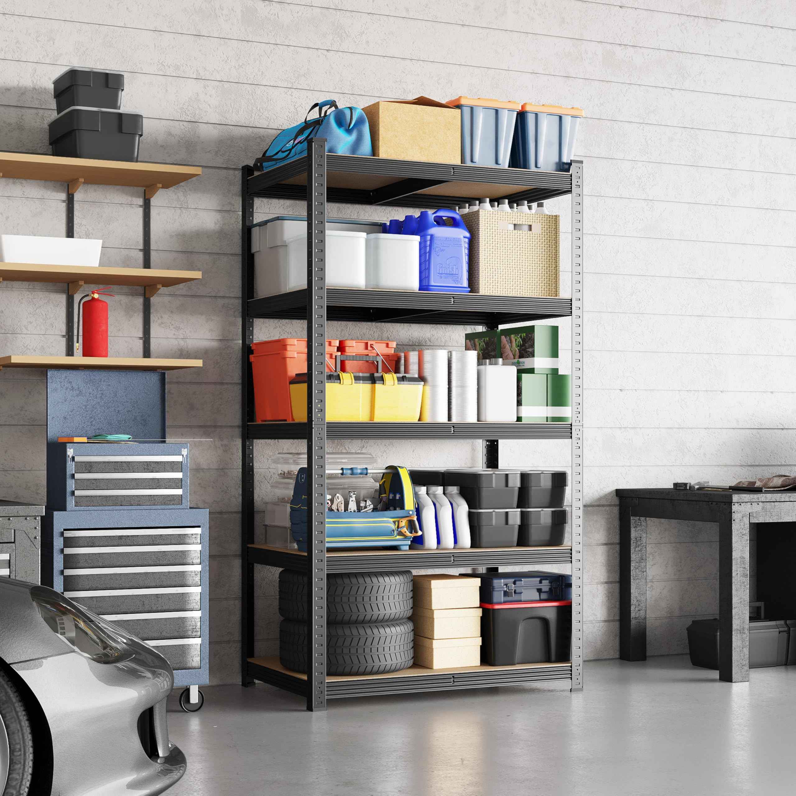 Yaheetech Garage Shelving Units - 5 Tier Heavy Duty Rack for Storage Metal Utility Shelves,180cm x 90cm x 40cm,175KG Per Shelf,Blue