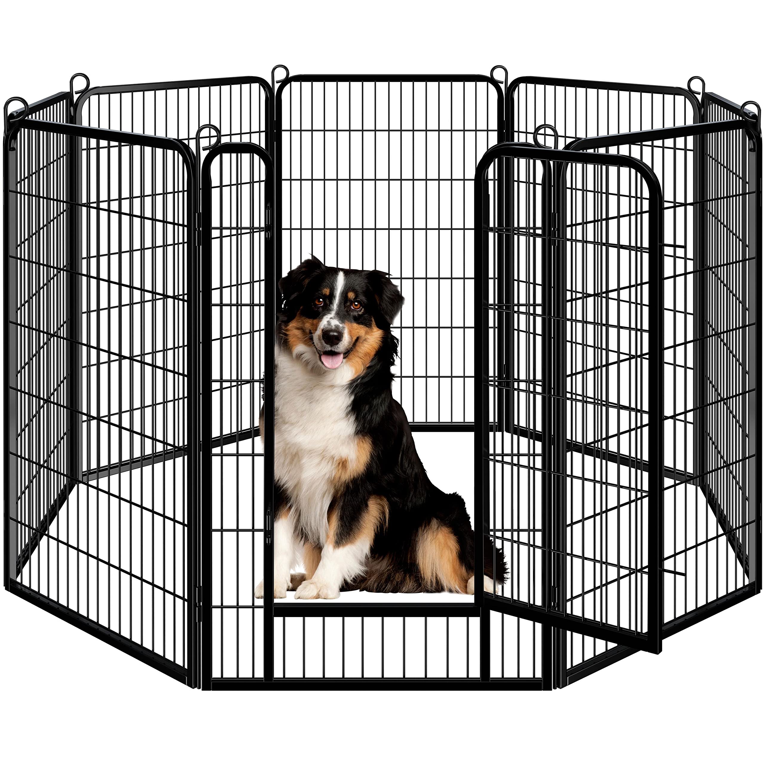 Yaheetech Lightweight Dog Playpen, 8 Panel 80cm Dog Fence Pet Exercise Pen Portable Puppy Play Pen Suitable for RV/Camping